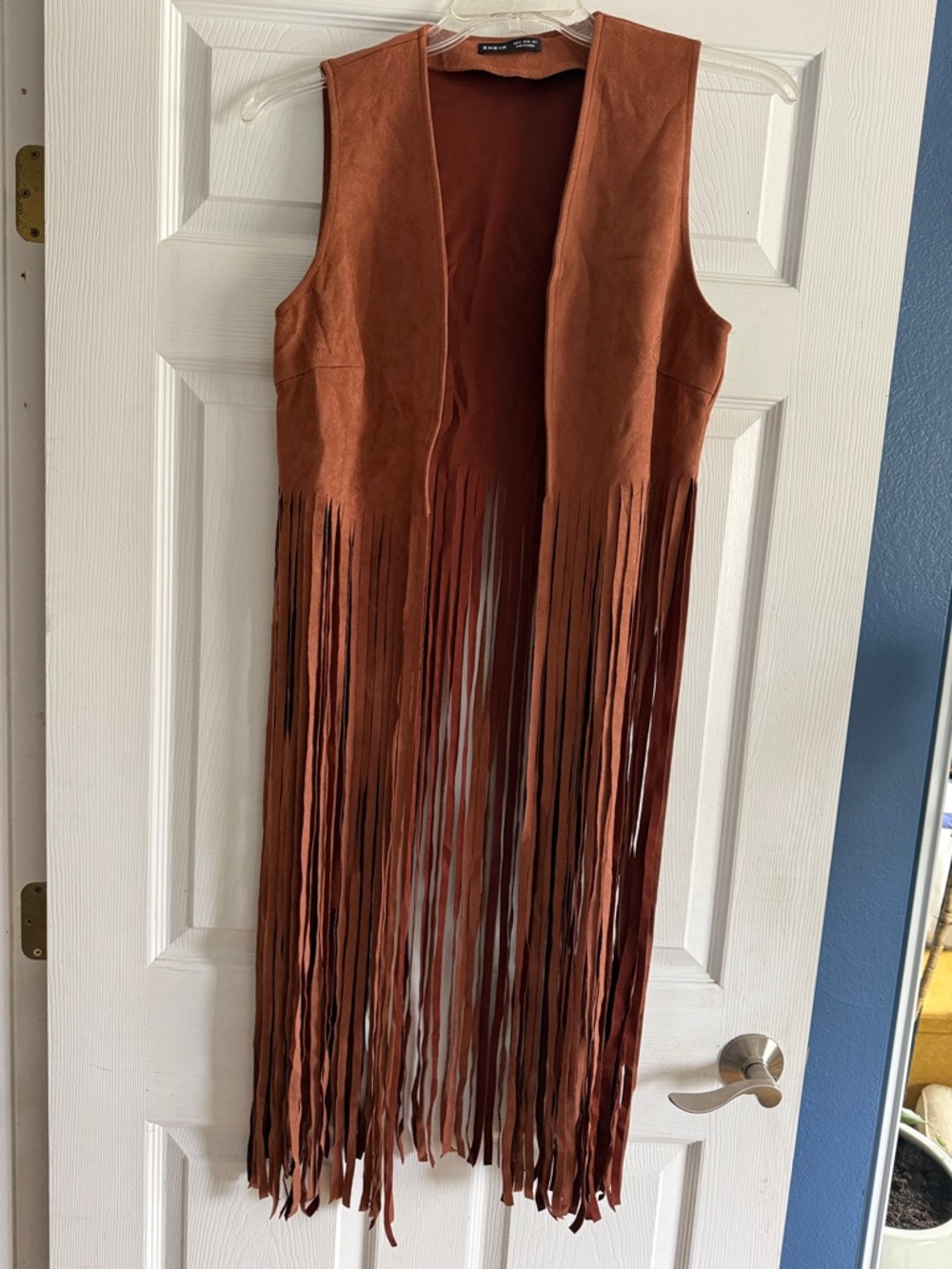 Rust faux Suede Fringe Vest